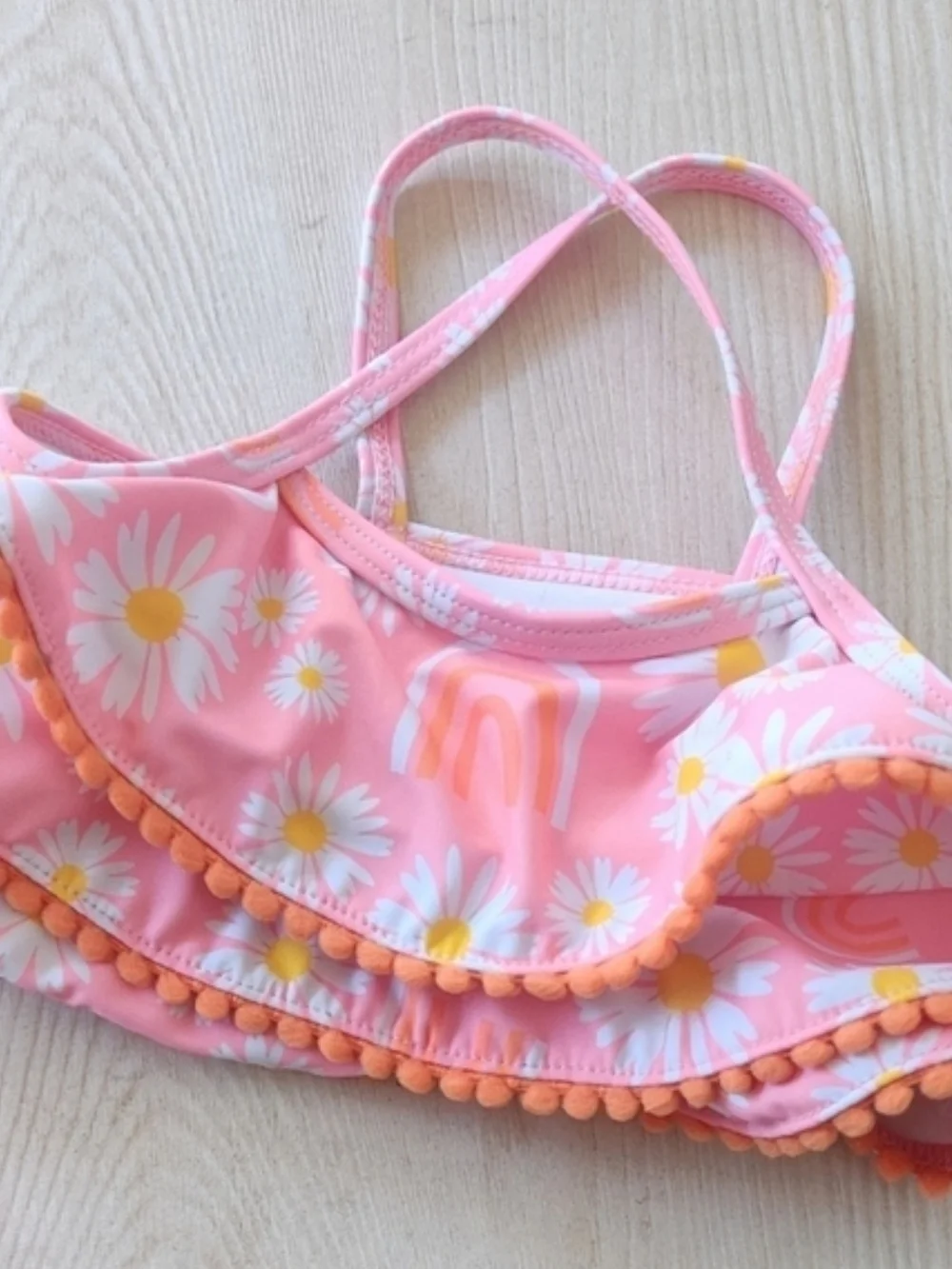 Andy & Evan Pink Daisy and Rainbow Tankini and Matching Hat Set Size 3/6M